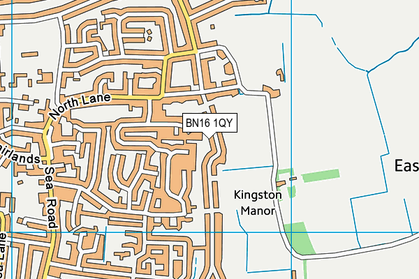 BN16 1QY map - OS VectorMap District (Ordnance Survey)