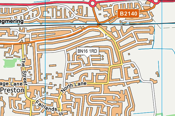 BN16 1RD map - OS VectorMap District (Ordnance Survey)