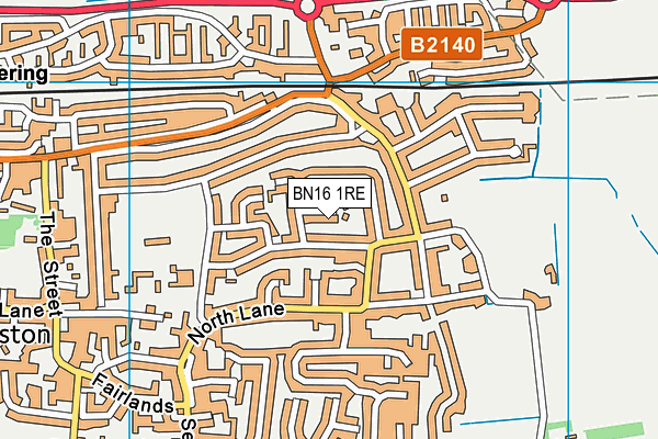 BN16 1RE map - OS VectorMap District (Ordnance Survey)