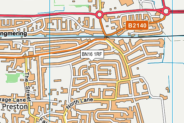 BN16 1RF map - OS VectorMap District (Ordnance Survey)