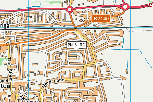 BN16 1RG map - OS VectorMap District (Ordnance Survey)
