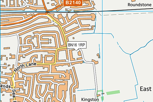 BN16 1RP map - OS VectorMap District (Ordnance Survey)