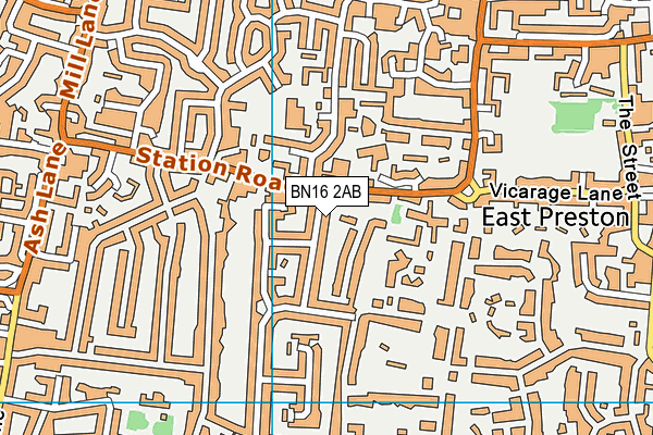 BN16 2AB map - OS VectorMap District (Ordnance Survey)