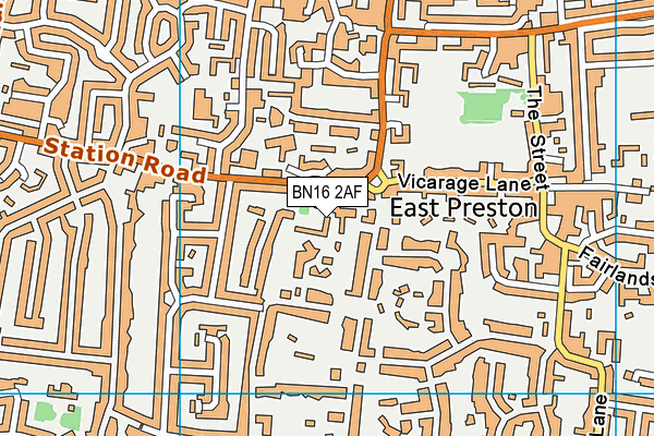 BN16 2AF map - OS VectorMap District (Ordnance Survey)