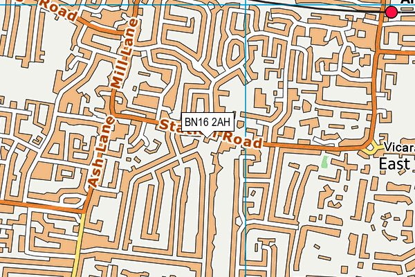 BN16 2AH map - OS VectorMap District (Ordnance Survey)