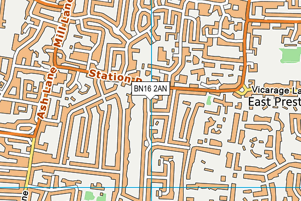 BN16 2AN map - OS VectorMap District (Ordnance Survey)