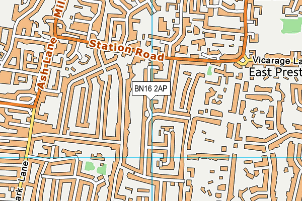 BN16 2AP map - OS VectorMap District (Ordnance Survey)