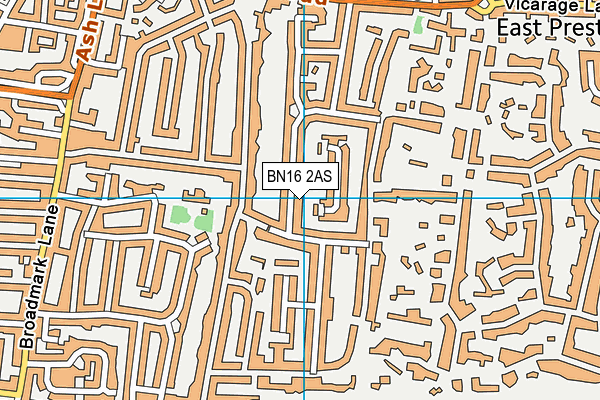 BN16 2AS map - OS VectorMap District (Ordnance Survey)