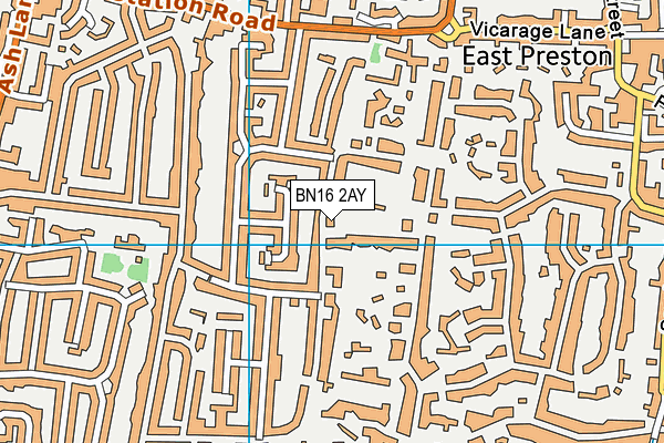 BN16 2AY map - OS VectorMap District (Ordnance Survey)