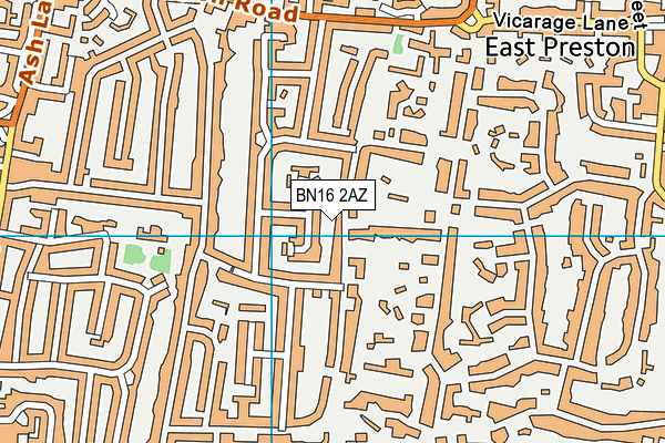 BN16 2AZ map - OS VectorMap District (Ordnance Survey)