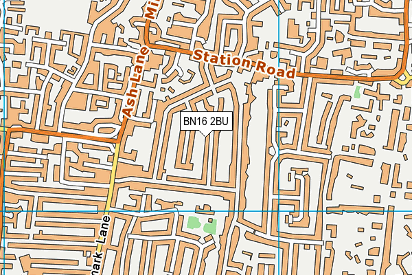 BN16 2BU map - OS VectorMap District (Ordnance Survey)