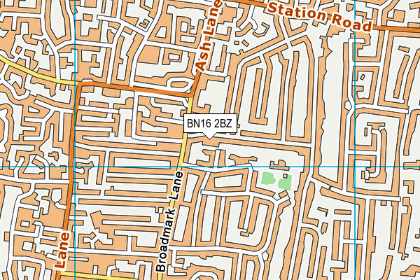 BN16 2BZ map - OS VectorMap District (Ordnance Survey)
