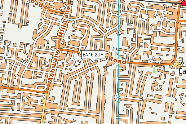 BN16 2DF map - OS VectorMap District (Ordnance Survey)
