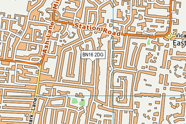 BN16 2DG map - OS VectorMap District (Ordnance Survey)