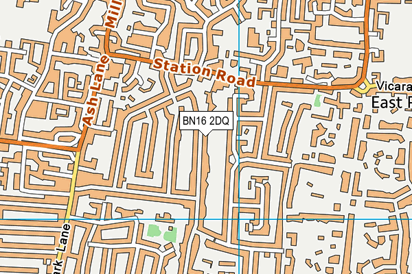 BN16 2DQ map - OS VectorMap District (Ordnance Survey)
