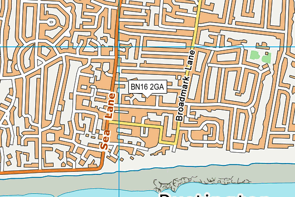 BN16 2GA map - OS VectorMap District (Ordnance Survey)
