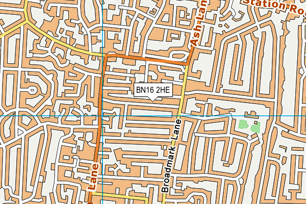 BN16 2HE map - OS VectorMap District (Ordnance Survey)