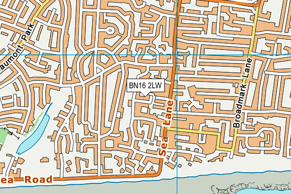 BN16 2LW map - OS VectorMap District (Ordnance Survey)