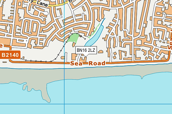 BN16 2LZ map - OS VectorMap District (Ordnance Survey)