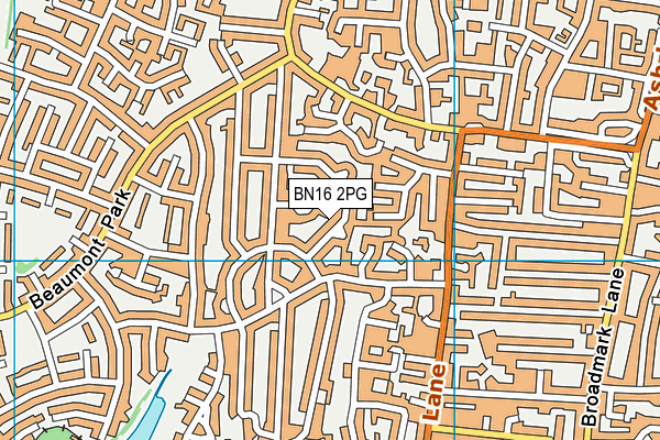 BN16 2PG map - OS VectorMap District (Ordnance Survey)