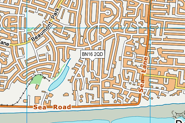 BN16 2QD map - OS VectorMap District (Ordnance Survey)
