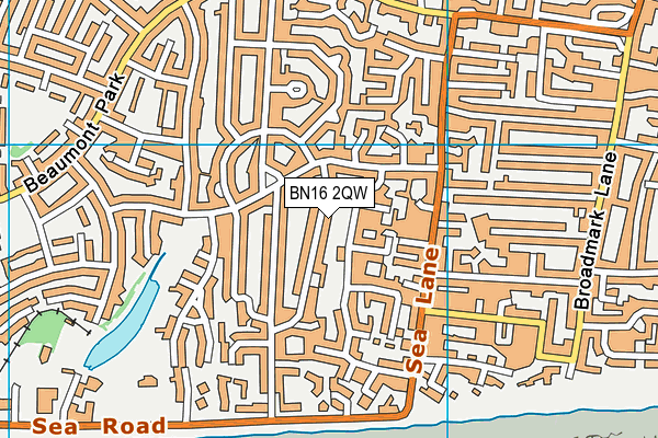 BN16 2QW map - OS VectorMap District (Ordnance Survey)