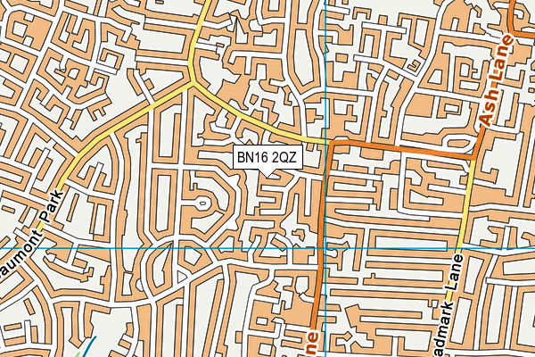 BN16 2QZ map - OS VectorMap District (Ordnance Survey)