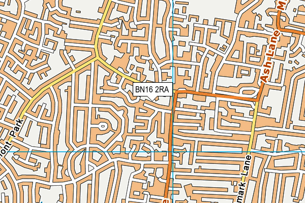 BN16 2RA map - OS VectorMap District (Ordnance Survey)