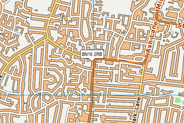 BN16 2RB map - OS VectorMap District (Ordnance Survey)