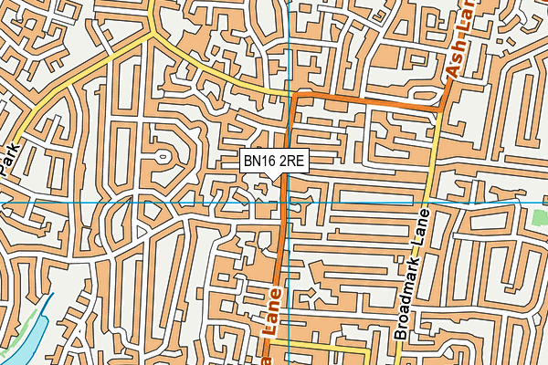 BN16 2RE map - OS VectorMap District (Ordnance Survey)