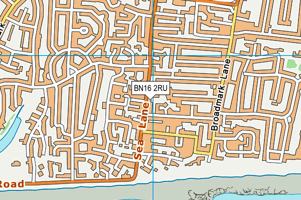 BN16 2RU map - OS VectorMap District (Ordnance Survey)