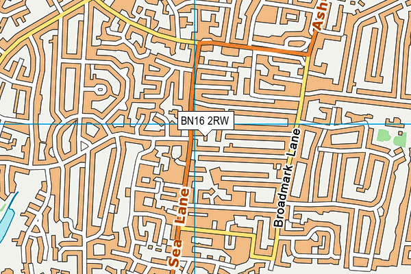 BN16 2RW map - OS VectorMap District (Ordnance Survey)