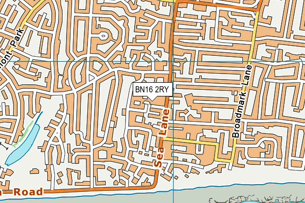 BN16 2RY map - OS VectorMap District (Ordnance Survey)