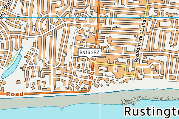 BN16 2RZ map - OS VectorMap District (Ordnance Survey)