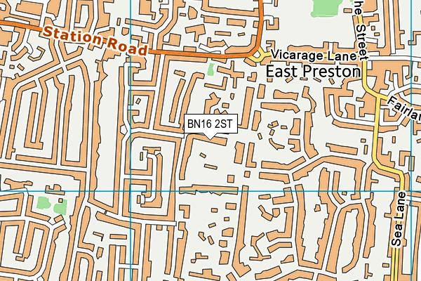 BN16 2ST map - OS VectorMap District (Ordnance Survey)