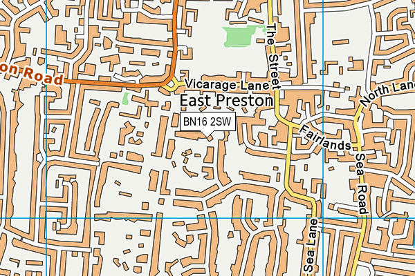 BN16 2SW map - OS VectorMap District (Ordnance Survey)
