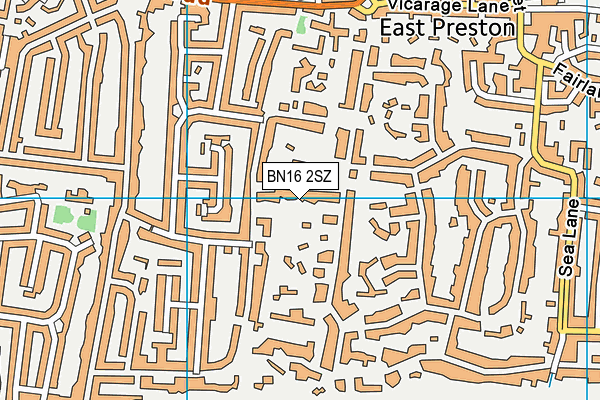 BN16 2SZ map - OS VectorMap District (Ordnance Survey)