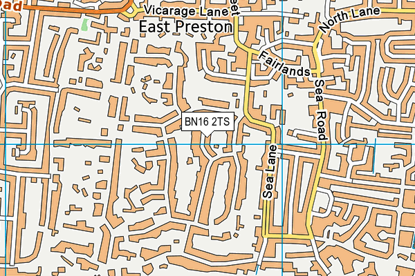 BN16 2TS map - OS VectorMap District (Ordnance Survey)