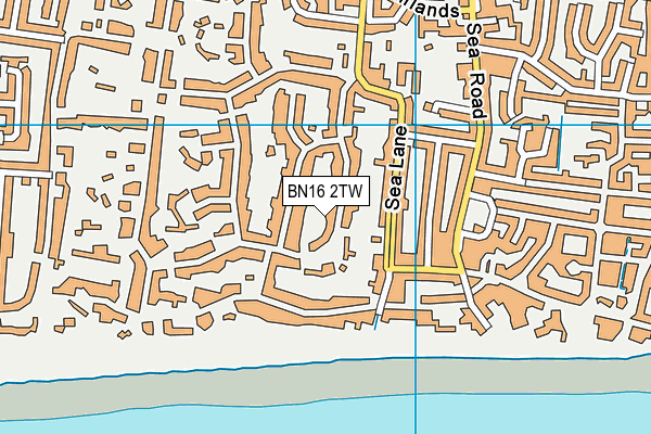 BN16 2TW map - OS VectorMap District (Ordnance Survey)