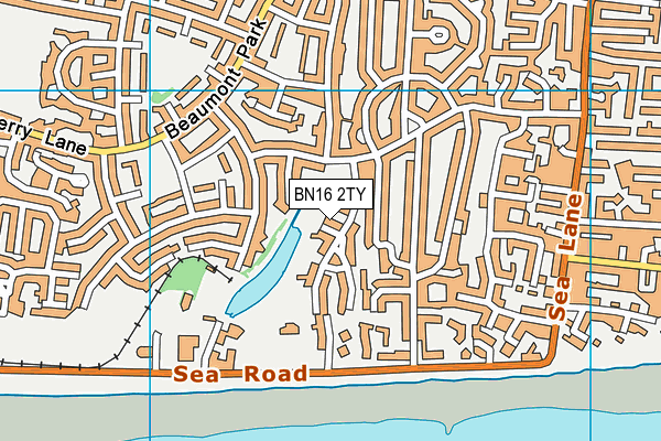 BN16 2TY map - OS VectorMap District (Ordnance Survey)