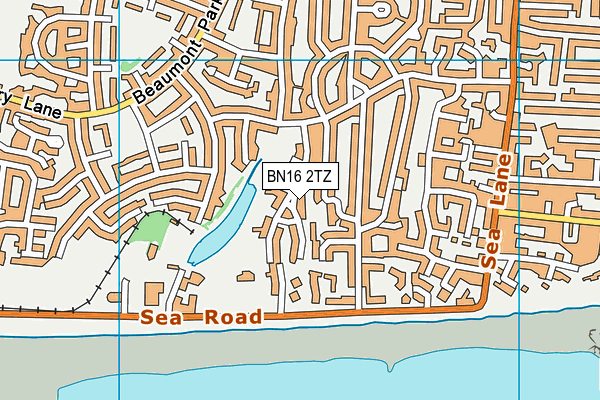 BN16 2TZ map - OS VectorMap District (Ordnance Survey)