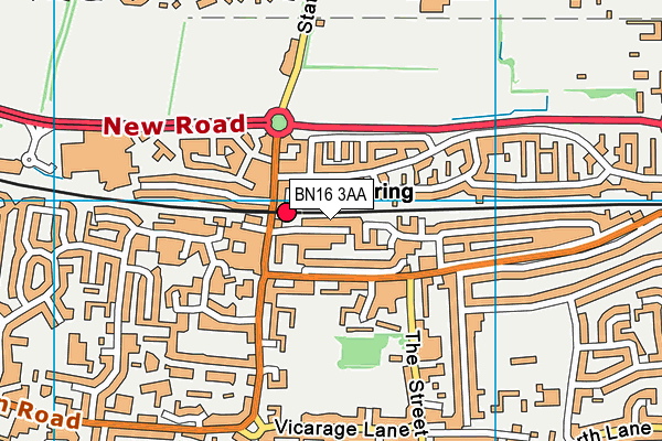 BN16 3AA map - OS VectorMap District (Ordnance Survey)