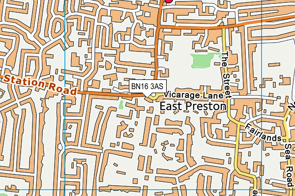 BN16 3AS map - OS VectorMap District (Ordnance Survey)