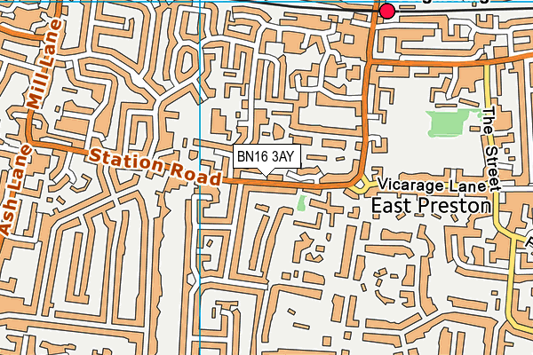 BN16 3AY map - OS VectorMap District (Ordnance Survey)