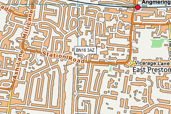 BN16 3AZ map - OS VectorMap District (Ordnance Survey)