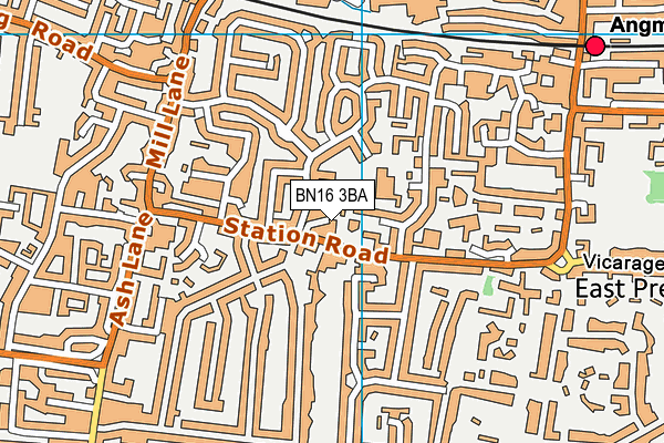 BN16 3BA map - OS VectorMap District (Ordnance Survey)