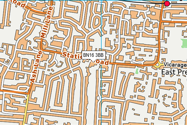 BN16 3BB map - OS VectorMap District (Ordnance Survey)