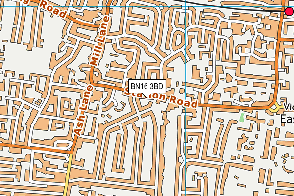 BN16 3BD map - OS VectorMap District (Ordnance Survey)