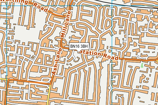 BN16 3BH map - OS VectorMap District (Ordnance Survey)