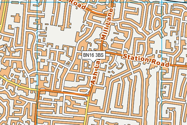 BN16 3BS map - OS VectorMap District (Ordnance Survey)